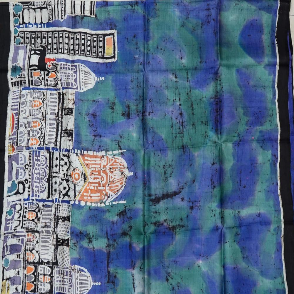 Hand batik of the Taj on Bishnupuri Katan Silk saree