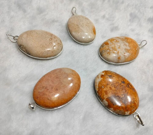 Sea Coral Oval Pendant