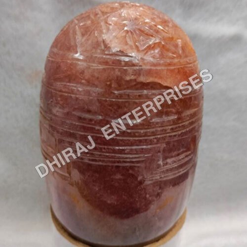 Red Avenchurine Shivling With Carving Shreeyantra