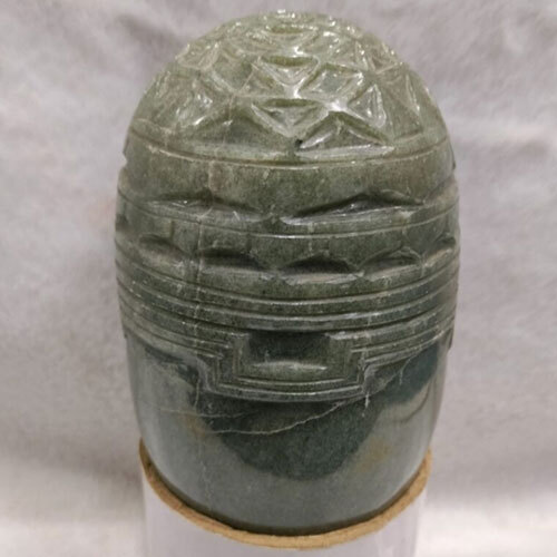 Green Avenchurine Shivling With Carving Shreeyantra