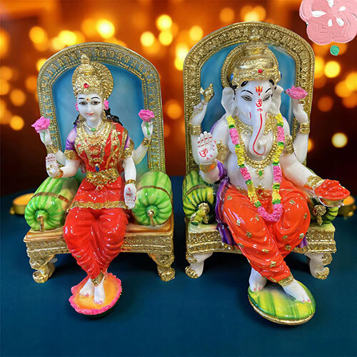 Dust Marble Laxmi Ganesha 9 Inch