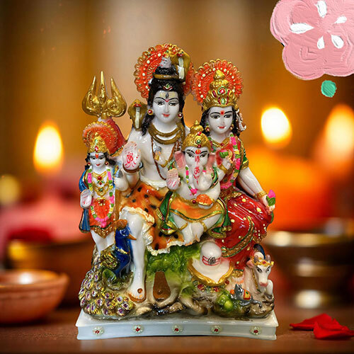 Shiv Parivar Dust Marble - Color: White With Multi-Color Finish