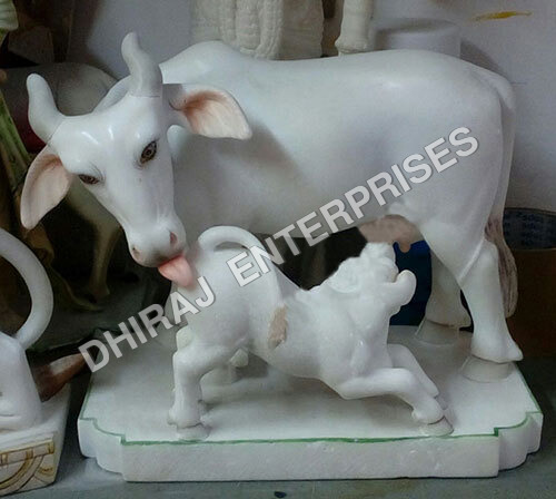 Marble Cow And Calf 1 Feet