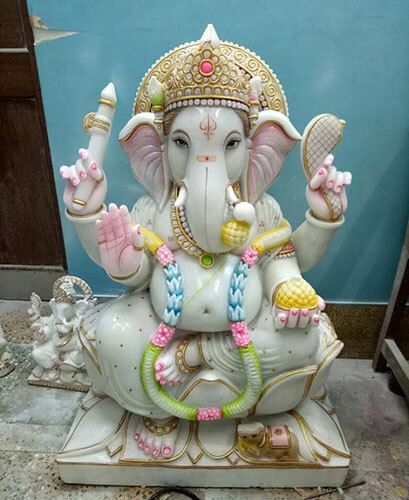 Hand Crafted Vietnam Ganesha Marble Statue