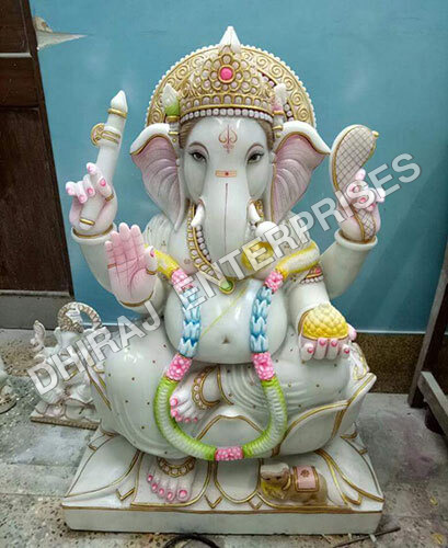 Hand Crafted Vietnam Ganesha Marble Statue