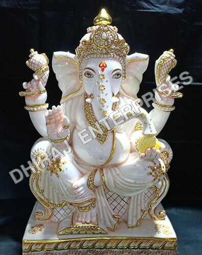 Pure White Ganesha Idol 3 Feet