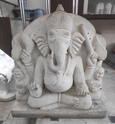 Marble Ganesha With Riddhi Siddhi 18 Inch