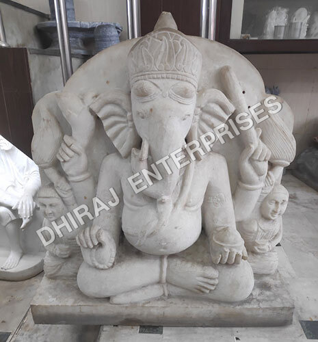 Marble Ganesha With Riddhi Siddhi 18 Inch