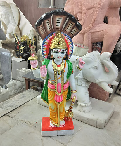 13 Inch Sheshnaag Narayan Marble Statue