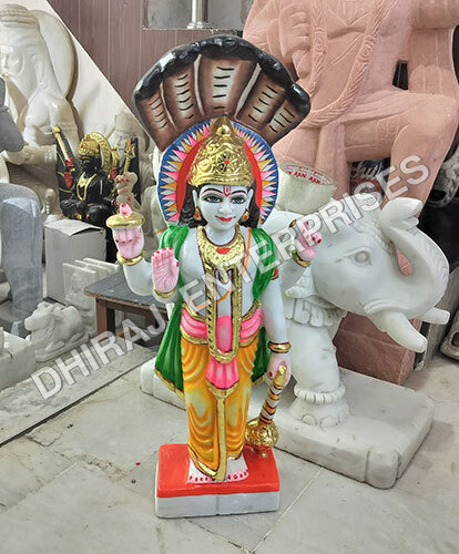 13 Inch Sheshnaag Narayan Marble Statue