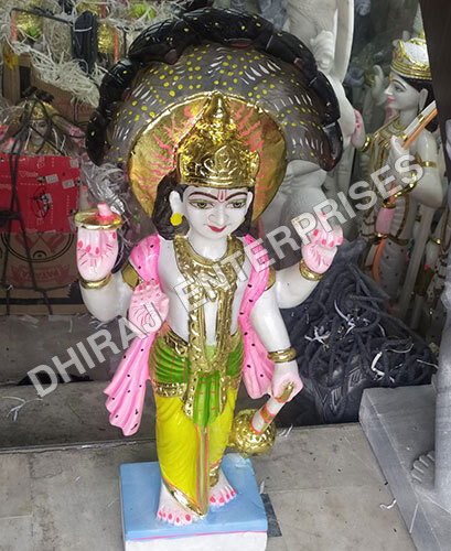13 Inch Sheshnaag Vishnu Marble Murti