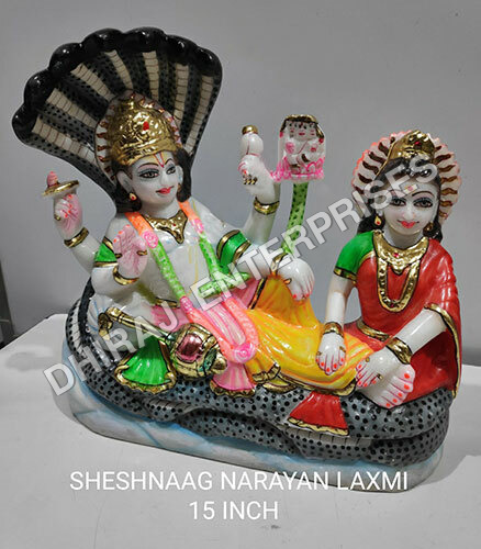 15 Inch Laxmi Narayan Shesh Shaiya Marble Idol