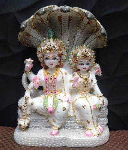 12 Inch Laxmi Narayan Sitting Under Sheshnaag Vietnam Marble