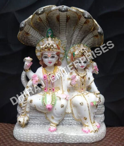 12 Inch Laxmi Narayan Sitting Under Sheshnaag Vietnam Marble