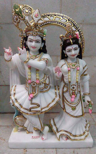 Composite Marble Idols - Color: White With Multi-Color Detailing