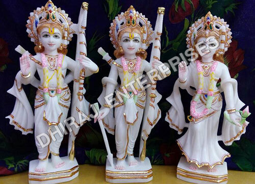 18 Inch RAM Parivar White Royal Marble Idol