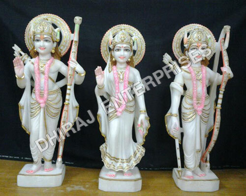 4ft RAM Parivar In Royal White Marble Statue