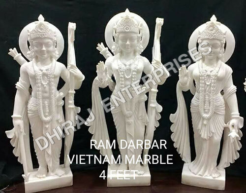 4ft RAM Parivar In Handcrated Royal White Marble Statue