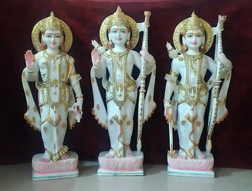 4 Feet RAM Darbar Idol In Gold Plated Marble