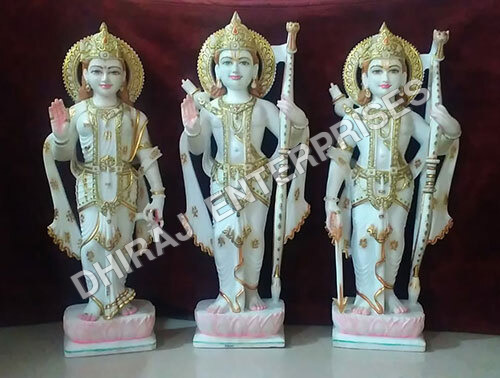 4 Feet RAM Darbar Idol In Gold Plated Marble