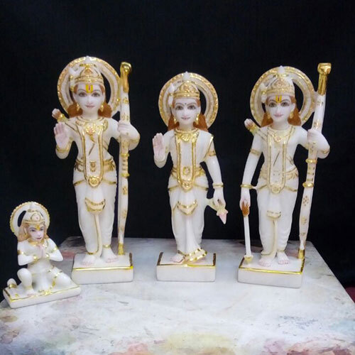 Pure White RAM Darbar Marble Statue 15 Inches