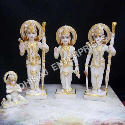 Pure White RAM Darbar Marble Statue 15 Inches