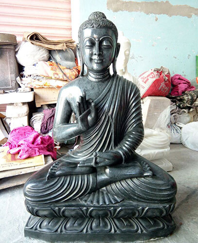 3ft Black Buddha Marble Statue