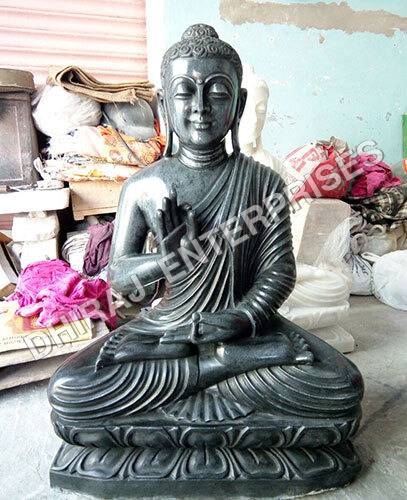 3ft Black Buddha Marble Statue
