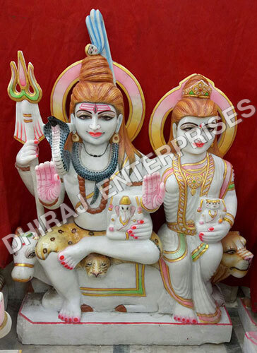 Marble Shivparivar 3 Feet Statue