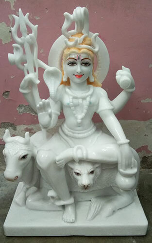 Handcrafted Royal White Marble Shiva Statue In 3ft