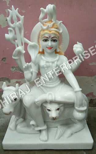 Handcrafted Royal White Marble Shiva Statue In 3ft