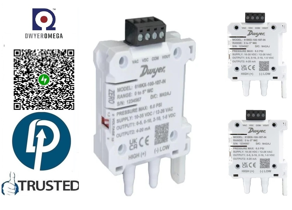 Dwyer Instruments >> 616KX-200-110-IN >> Differential Pressure Transmitter:RANGE  0 to 20 Inch WC