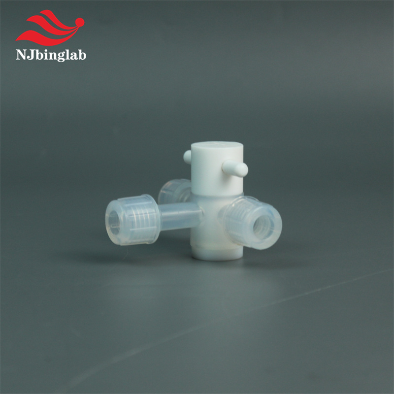 PFA 3-way valve, 10mm OD tube ports