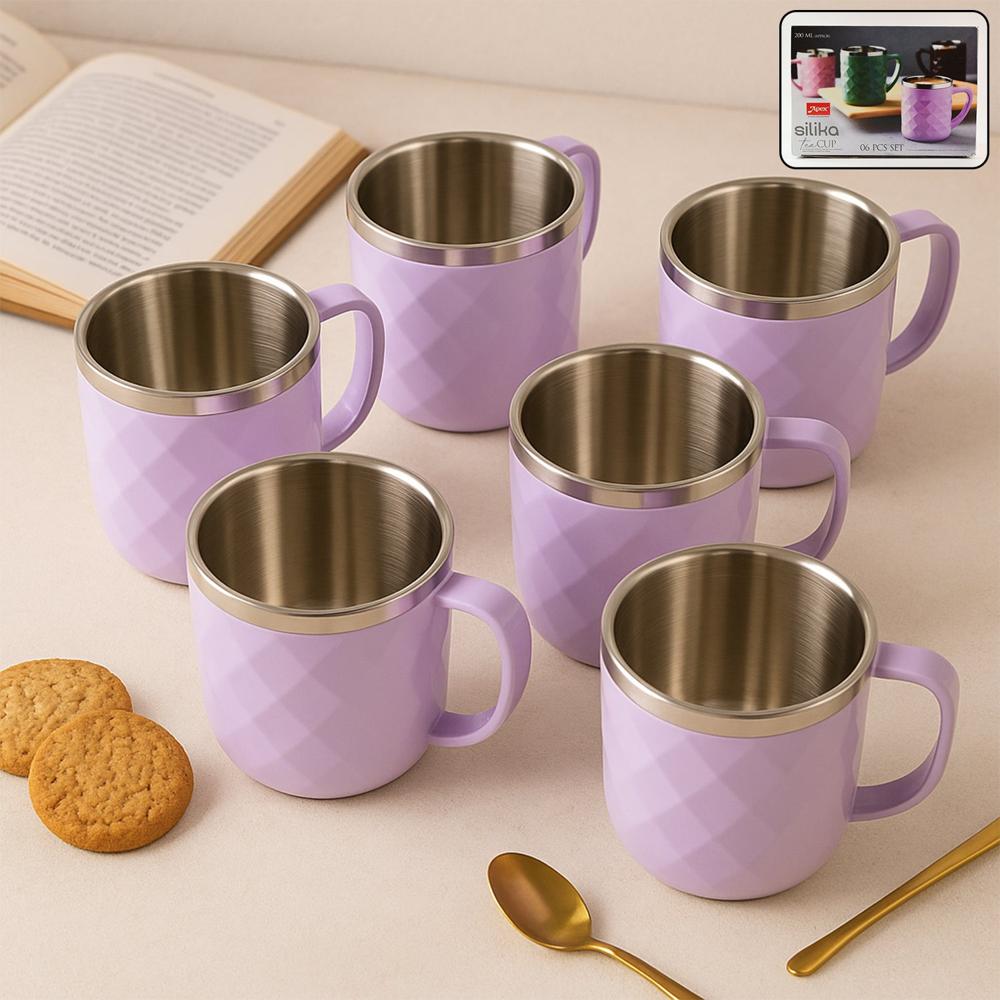 Apex Silika Approx 200 Ml Tea Cup (6 Pc) - Color: Mix