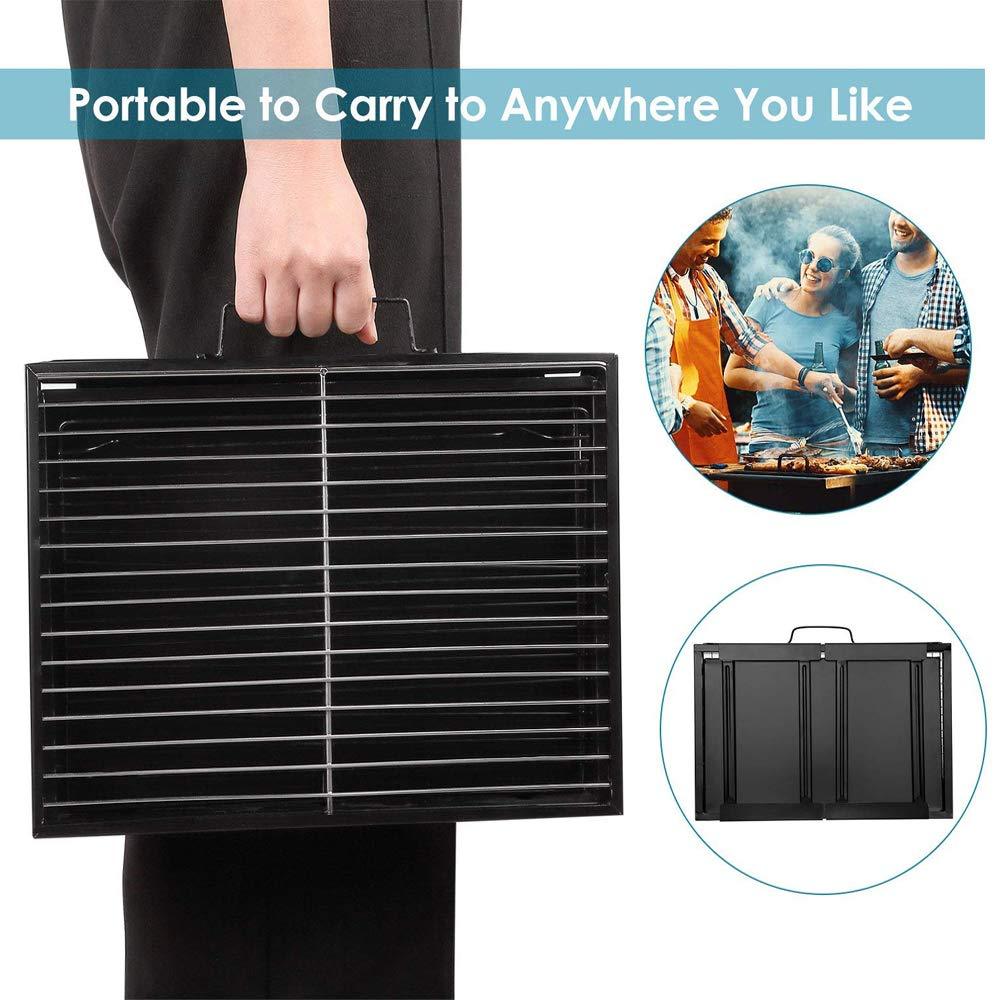 Folding Barbeque Charcoal Grill Oven (Black, Carbon Steel) - Color: Mix