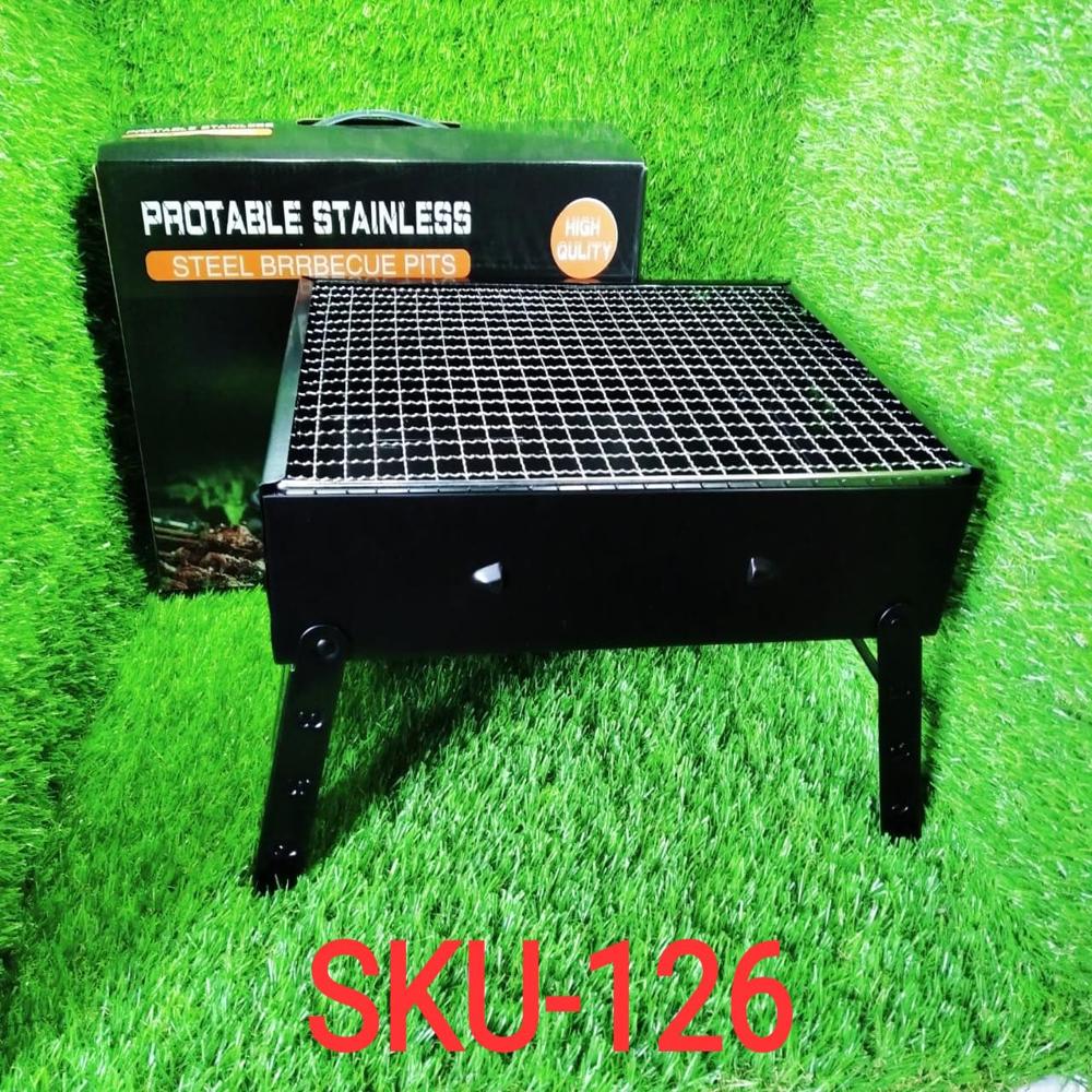 Folding Barbeque Charcoal Grill Oven (Black, Carbon Steel)