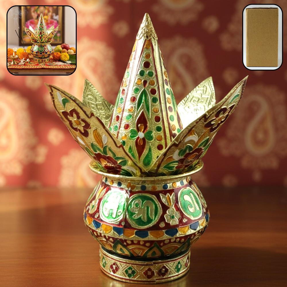 Traditional Decorative Pooja Kalash (1 Set) - Color: Mix