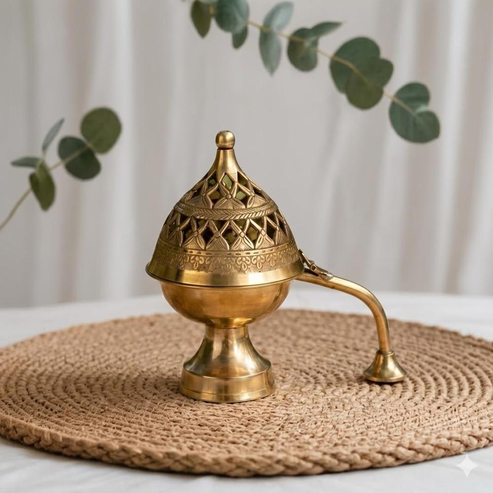 Brass Antique Dhuna Charcoal Burner Bakhoor Fumer Dhooni Dhoop Dani Dhuni
