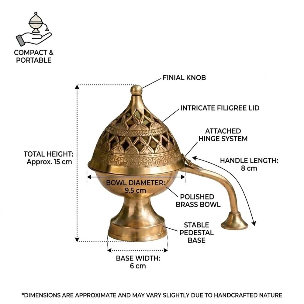 Brass Antique Dhuna Charcoal Burner Bakhoor Fumer Dhooni Dhoop Dani Dhuni