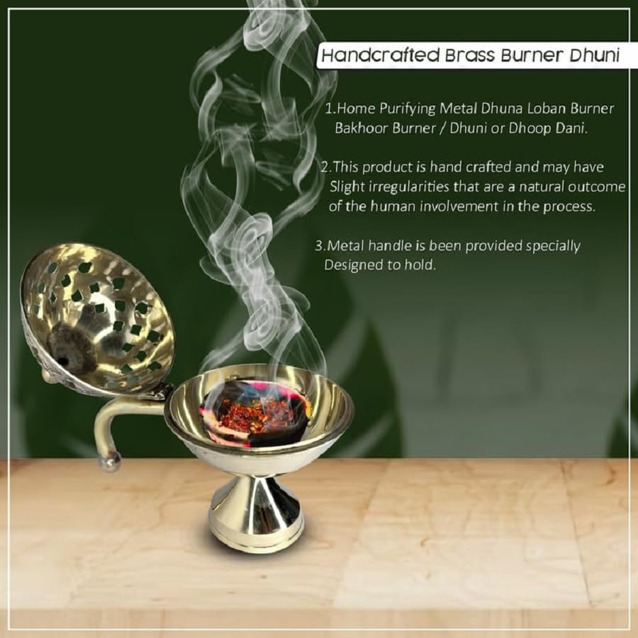 Brass Antique Dhuna Charcoal Burner Bakhoor Fumer Dhooni Dhoop Dani Dhuni