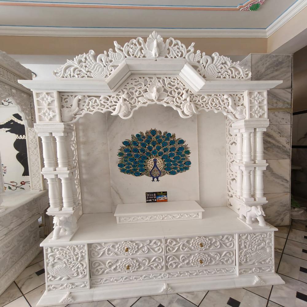 Vaitnam white marble home temple