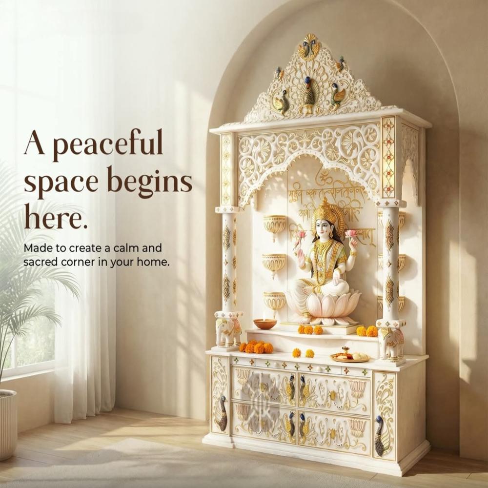Pure White Marble Home Temple