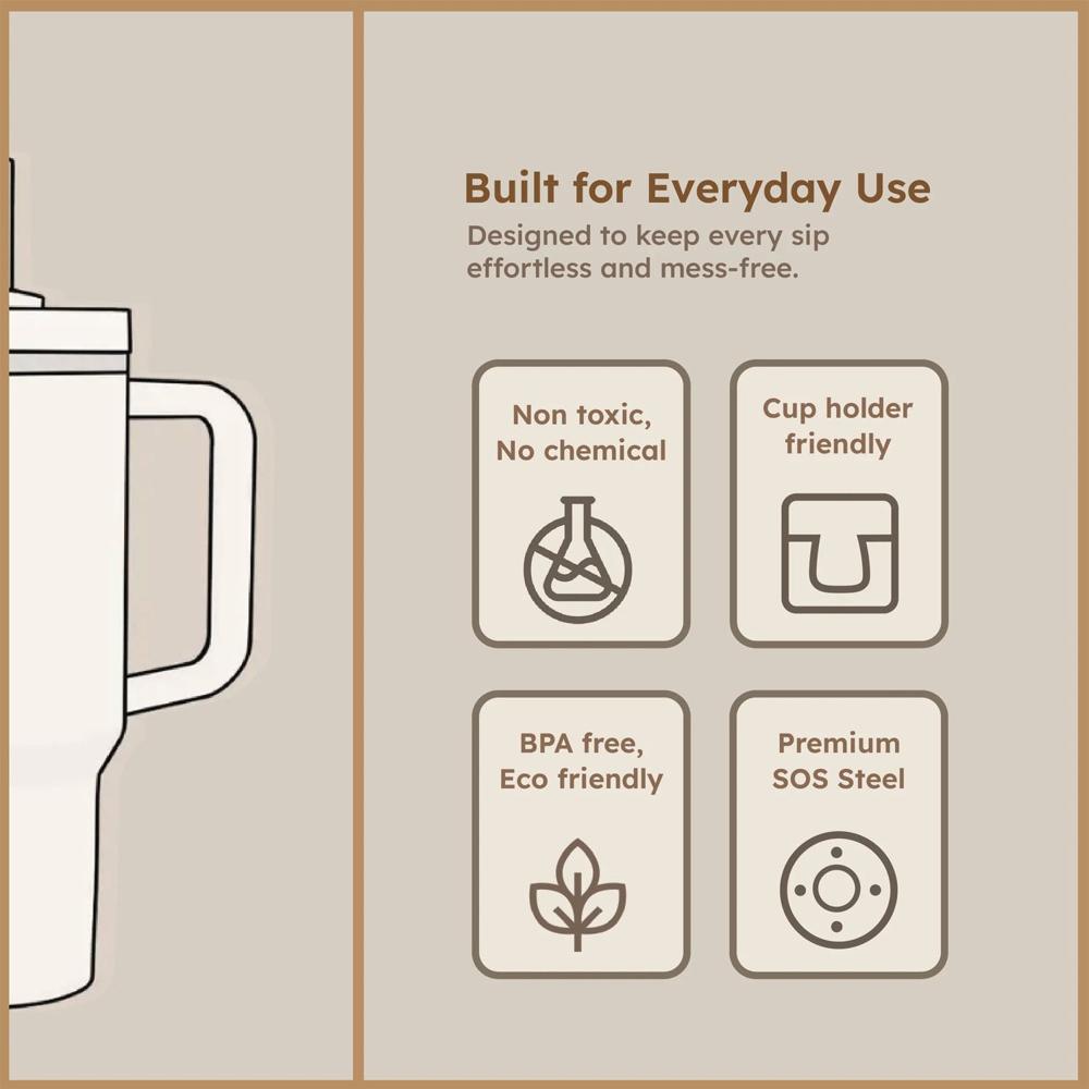 Extra Large Insulated Travel Mug, Tumbler (1200ML 1 Pc / Mix Color)
