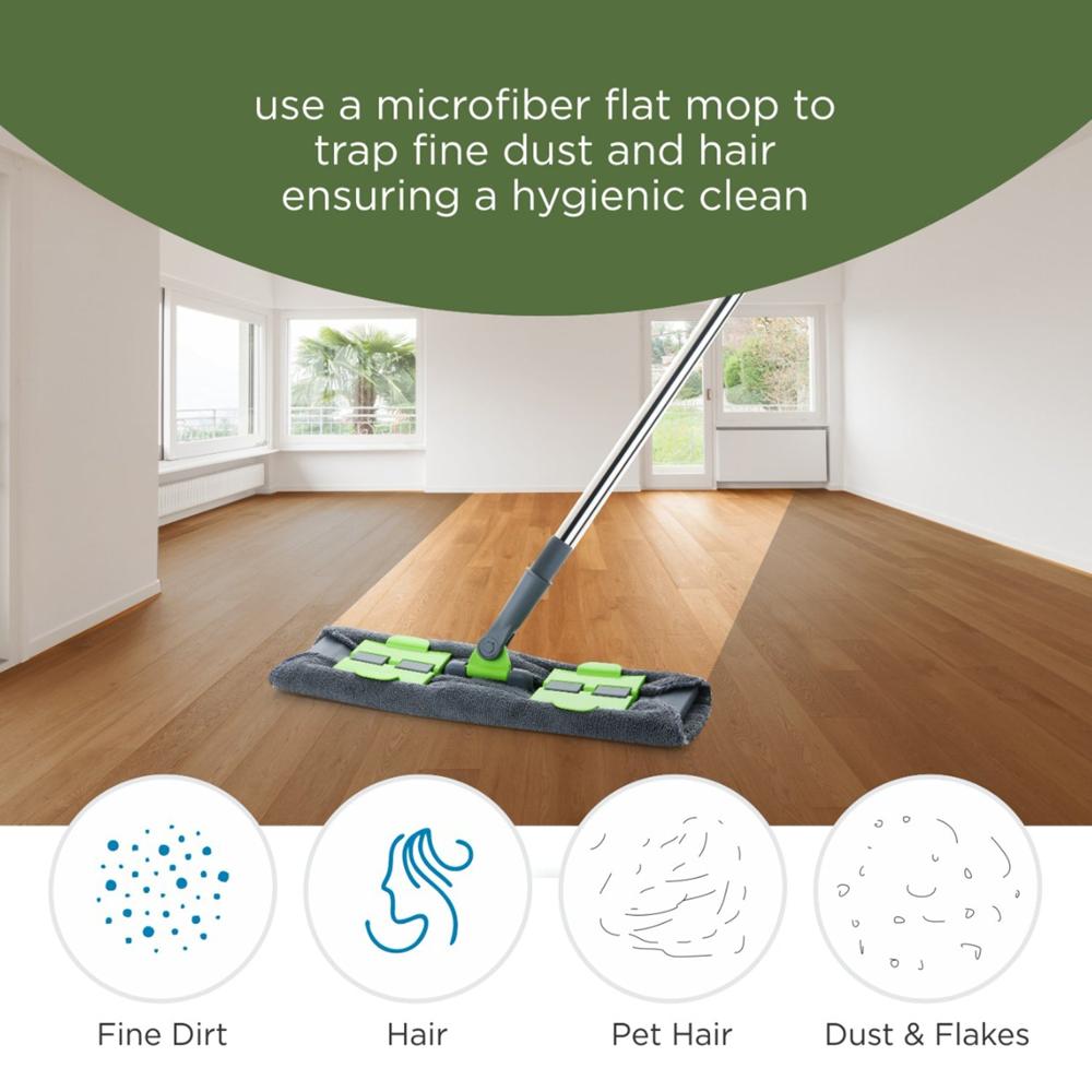 Multipurpose Wet and Dry Cleaning Microfiber Flat MOP Floor Cleaning Mop with , 360 Degree Rotating Head and Telescopic Handle Steel Rod Long Handle Dry Mops, Standard (1 Piece, Multi Colour)