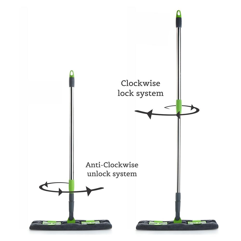 Multipurpose Wet and Dry Cleaning Microfiber Flat MOP Floor Cleaning Mop with , 360 Degree Rotating Head and Telescopic Handle Steel Rod Long Handle Dry Mops, Standard (1 Piece, Multi Colour)