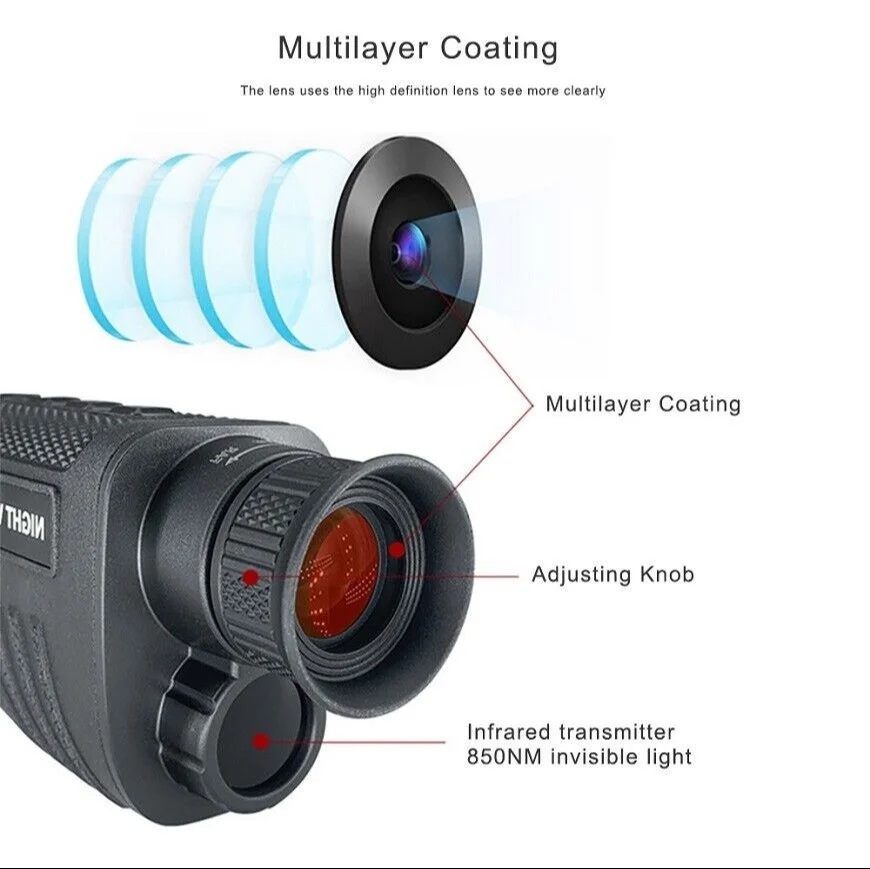 True Sense LG64 HD 1080P Infrared Night Vision Monocular 8x Zoom 300m Viewing, LG64