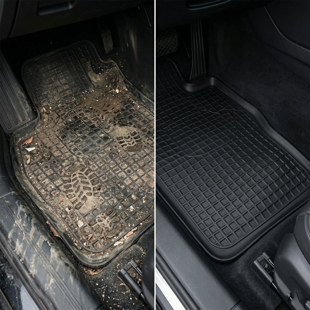 Heavy Duty Anti Slip Rubber Car Foot Mat Set (4 Pc) - Color: Mix
