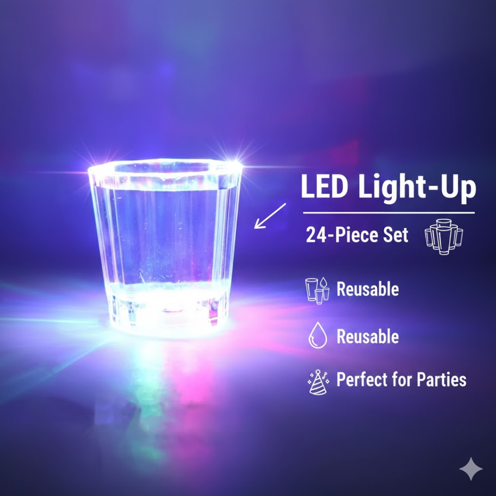 Premium LED Light Up Shot Glass Set (24 Pc Set)