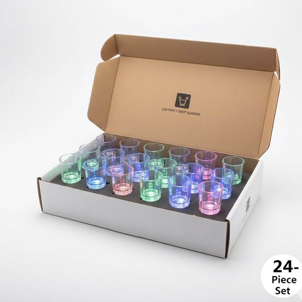 Premium LED Light Up Shot Glass Set (24 Pc Set)