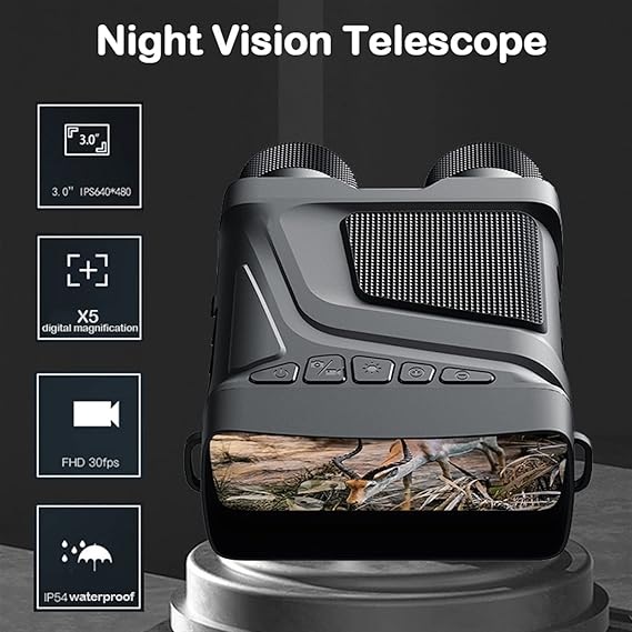 True Sense Night Vision Binoculars R12 Device Infrared 5x Digital Hunting Telescope Outdoor, R12